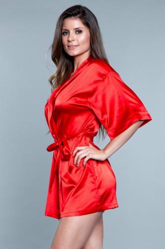 Getting Ready Satin-Kimono – Rot