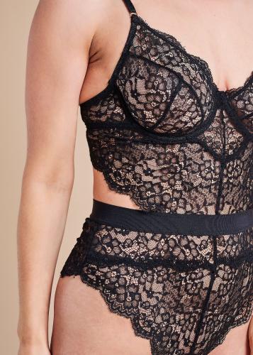 Bettany Bodysuit aus Spitze – Schwarz