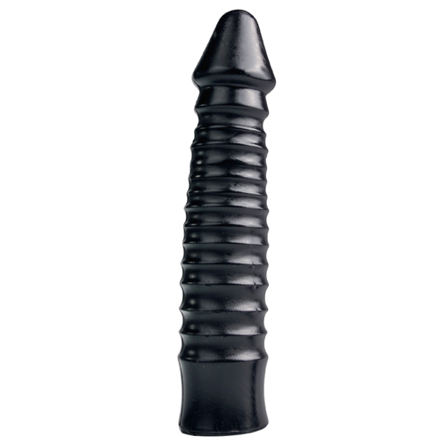 Großer Dildo mit geripptem Schaft – Schwarz