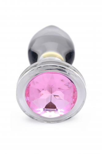 Pink Gem Glas-Analplug mit Schmuckstein – Groß