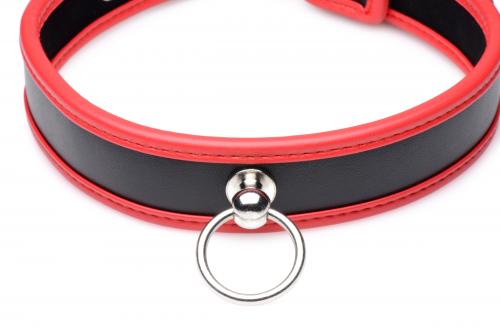 Auffälliges Halsband mit O-Ring – Schwarz/Rot