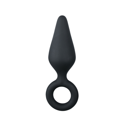 Schwarze Buttplugs mit Zugring – Klein