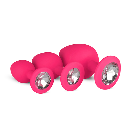 Analplug aus Silikon mit Diamant – pink