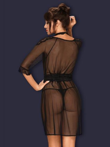 Lucita Sheer Kimono mit Halsband – Schwarz