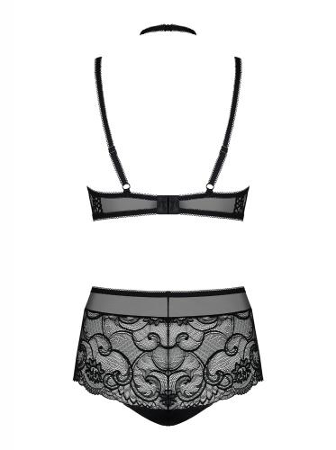 Elizenes 2 Stück Spitze BH Set mit Neckholder – Schwarz