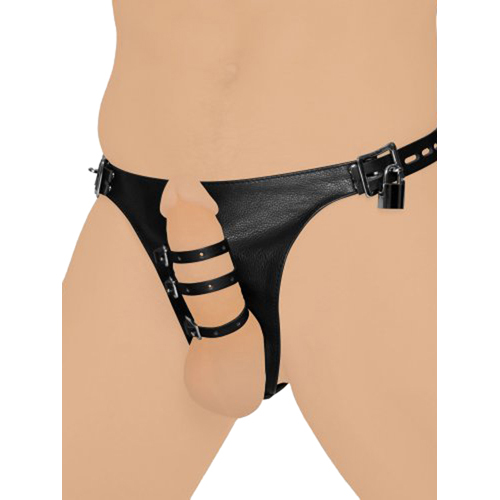 Sexy Harness-String aus Leder mit 3 Penisgurten